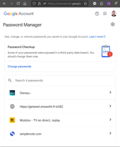 Screenshot of passwords.google.com