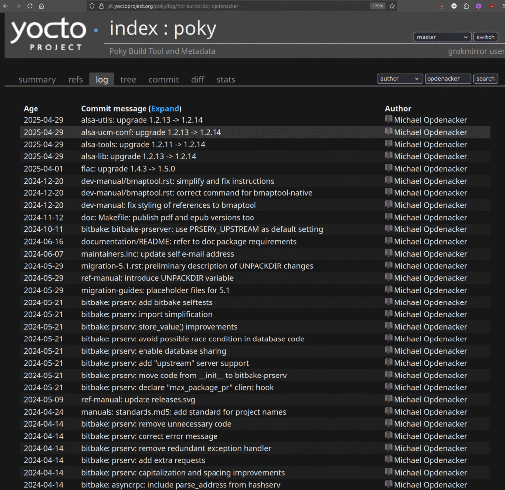 Michael Opdenacker's contributions to Poky, July 2025