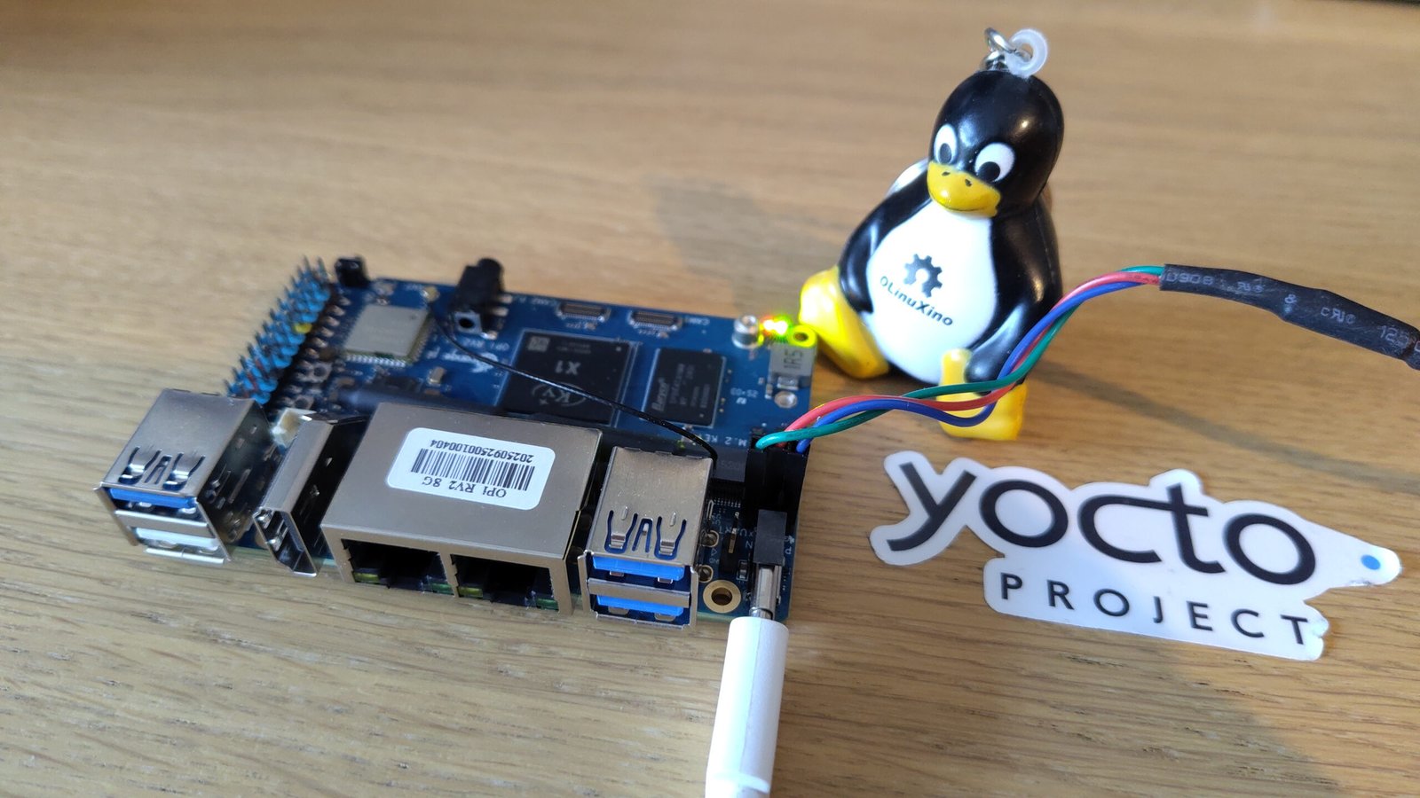 Orange Pi RV2 RISC-V board running Linux 6.18-rc1