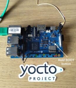 OrangePi 3B board - Holding the BOOT button to boot on micro-SD