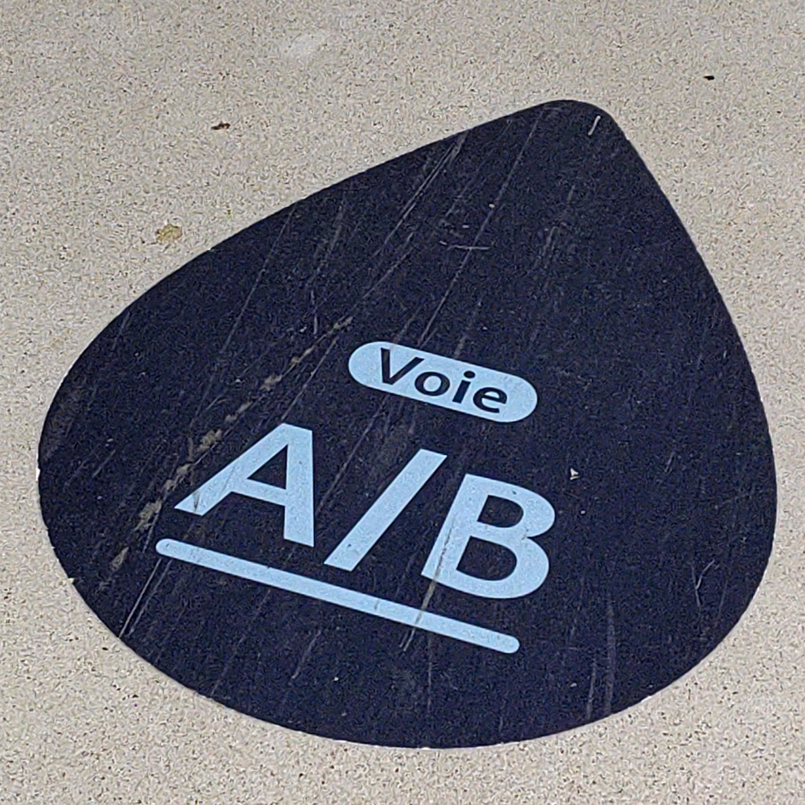 Choosing between A and B, a reference to A/B updates. A picture from the Avignon TGV train station!
